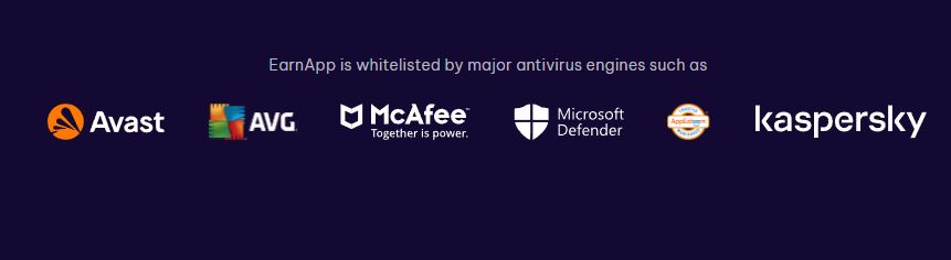 EarnApp is whitelisted by major antivirus engines such as