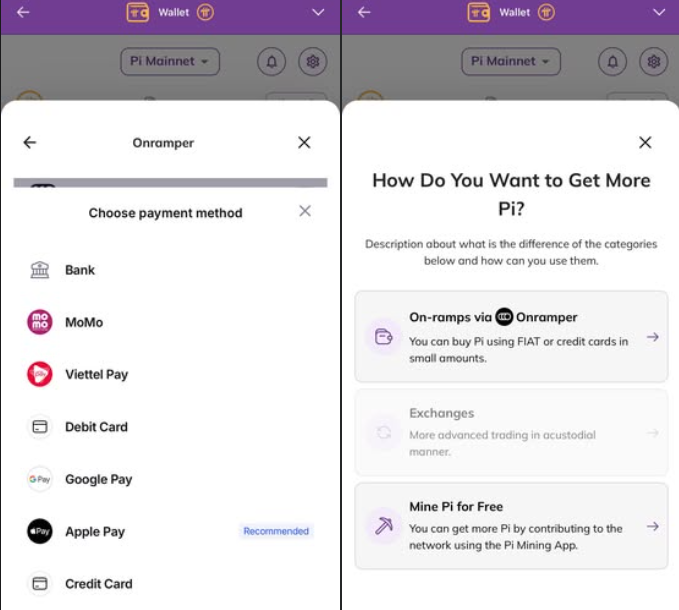 Buy Pi in Wallet