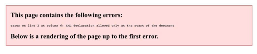 Sitemap XML declaration not at start