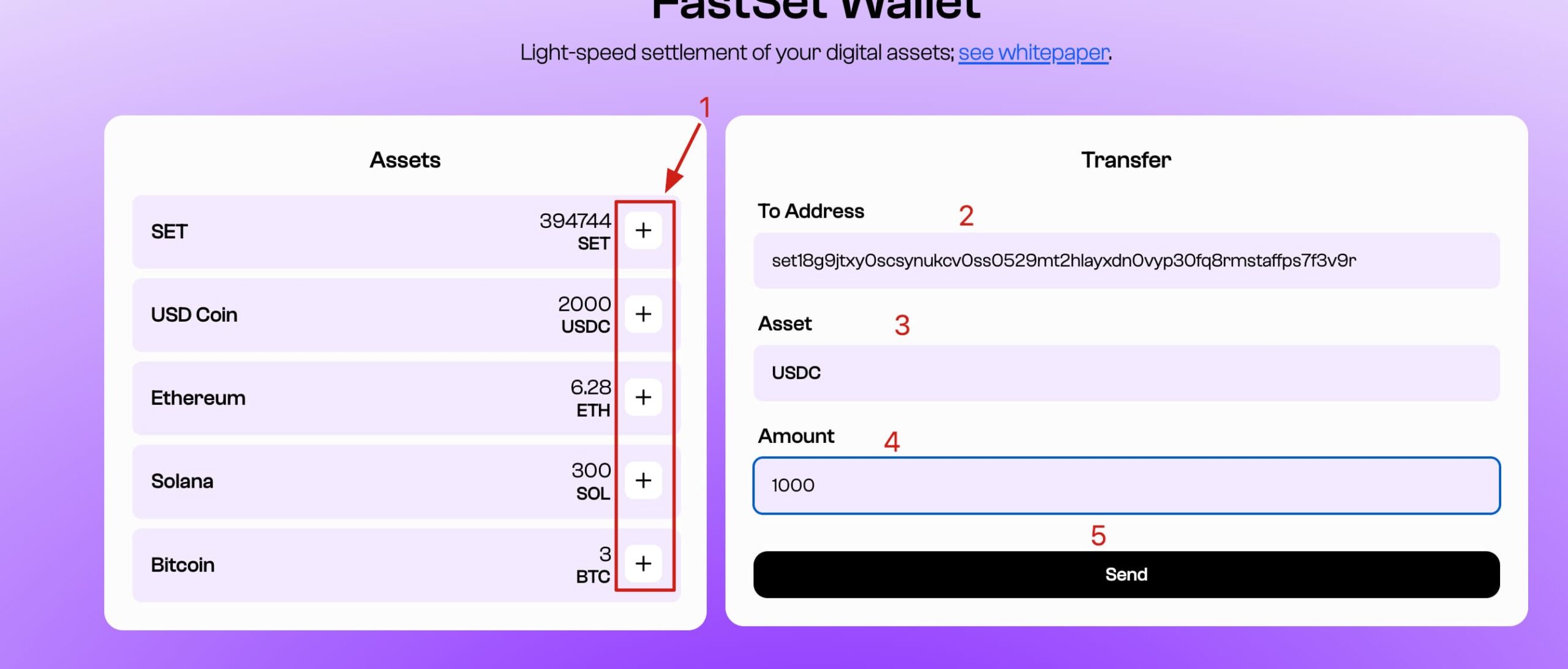Request tokens from faucets and send them to other addresses