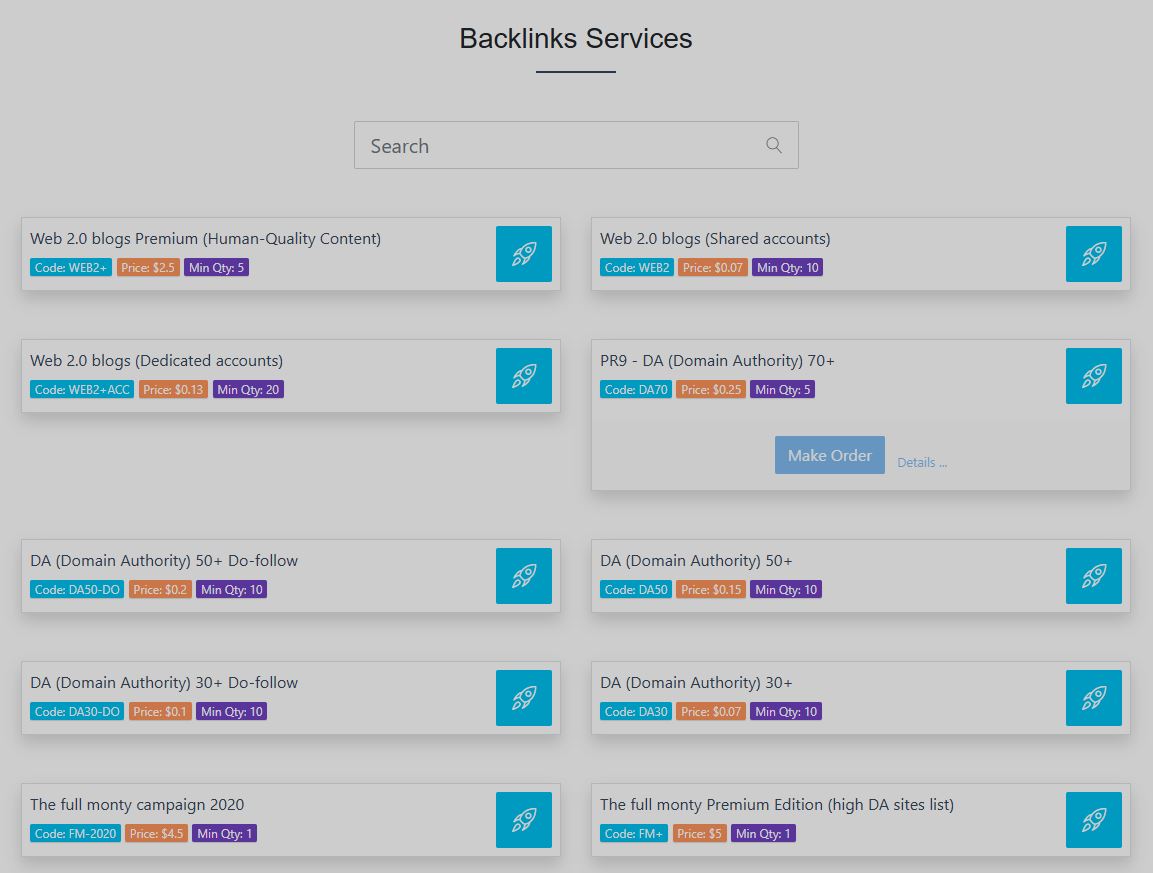 SEOestore backlink panel