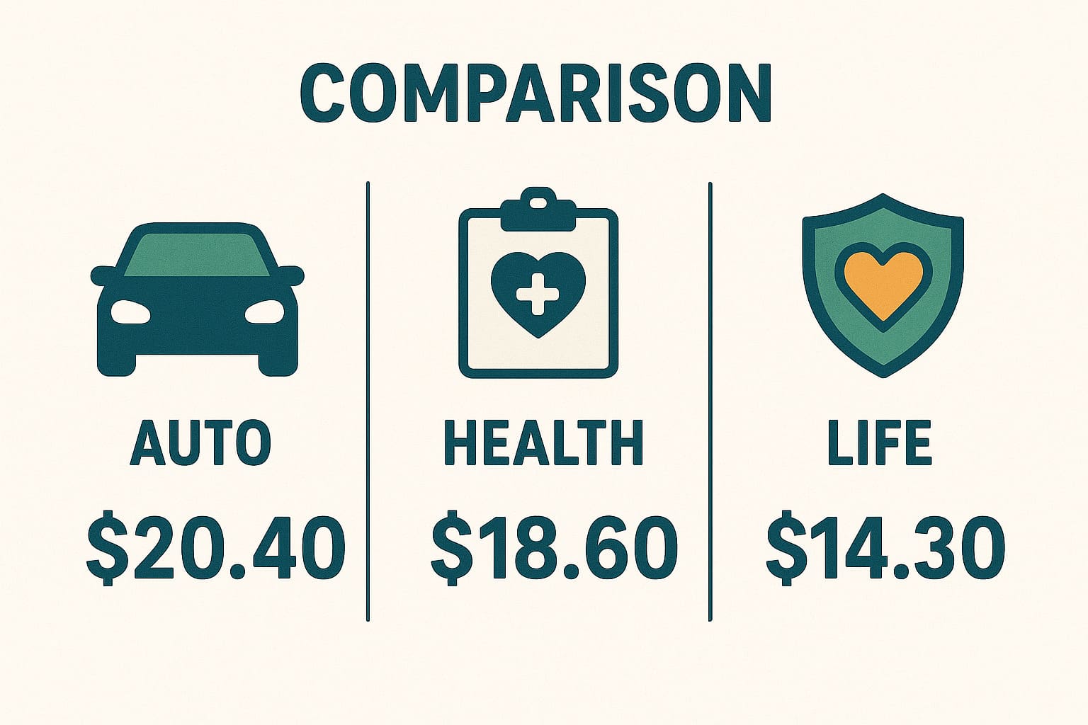 Comparison chart of CPC rates for insurance: Auto insurance $20.40, Health insurance $18.60, and Travel insurance $14.30