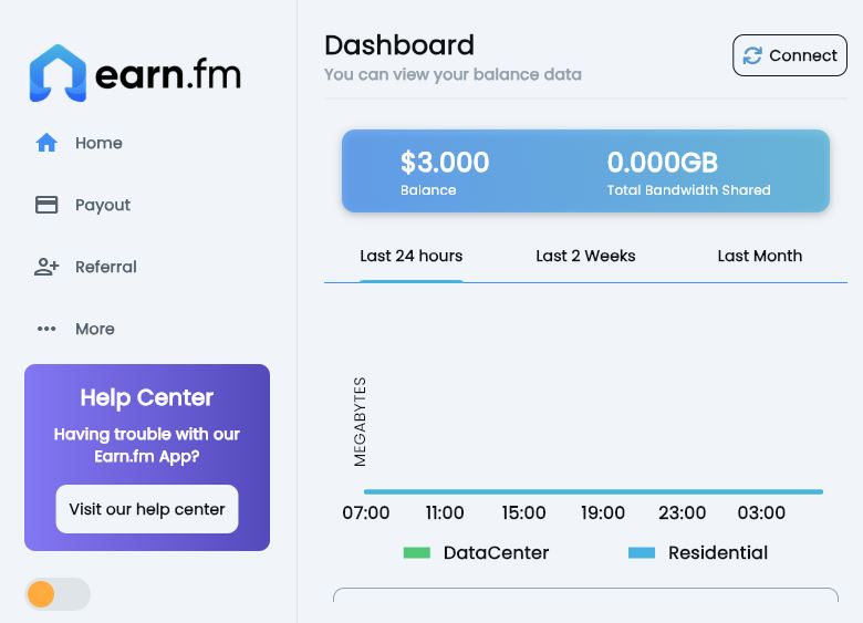 EarnFM dashboard