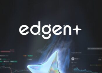 Edgen Tech AI project logo with Aura Airdrop background