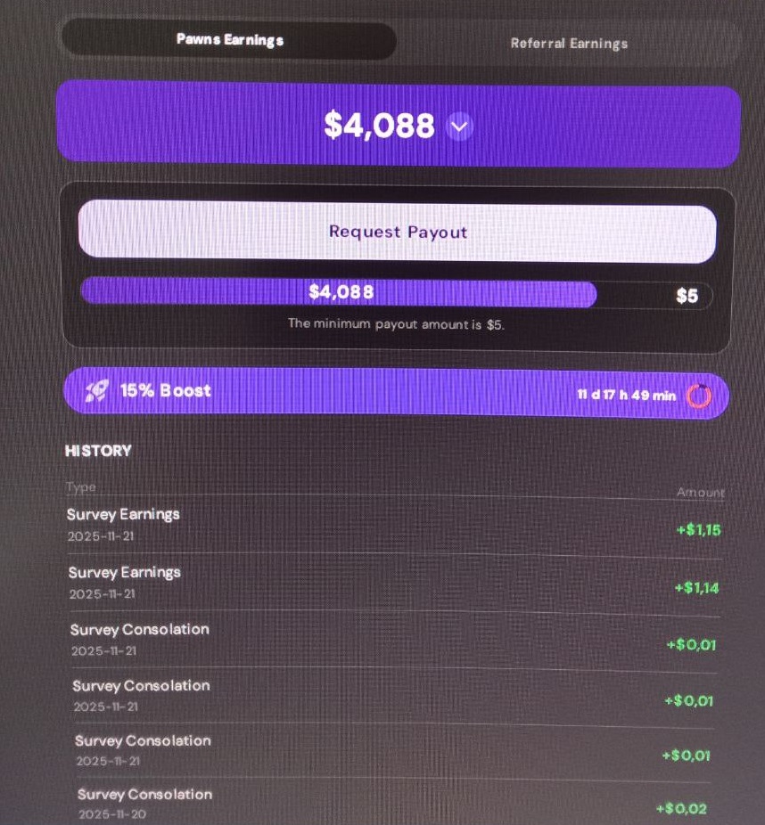 Survey Earnings proof