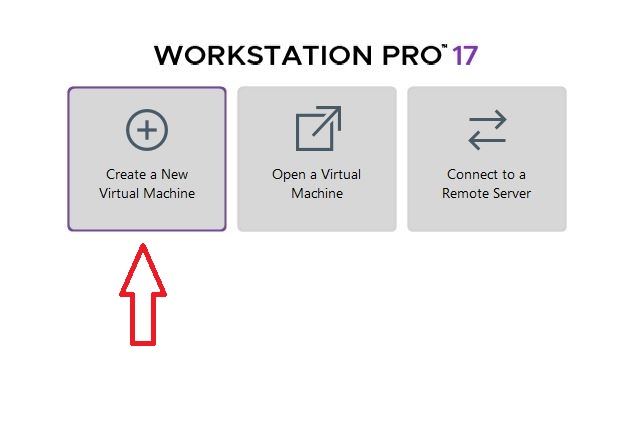 Start by opening VMware, then click on “Create a New Virtual Machine” to begin setting up your virtual machine.