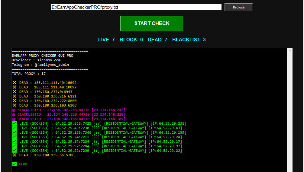 EarnApp IPs Checker PRO